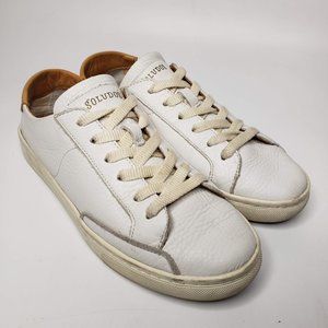 Soludos White Leather Lace Up Cork Lined Sneakers 7.5